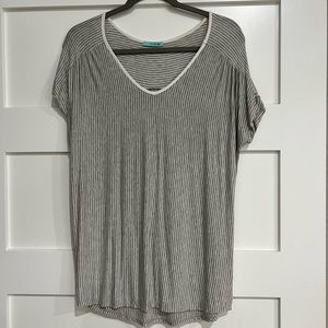 Womens gray and white striped top size large